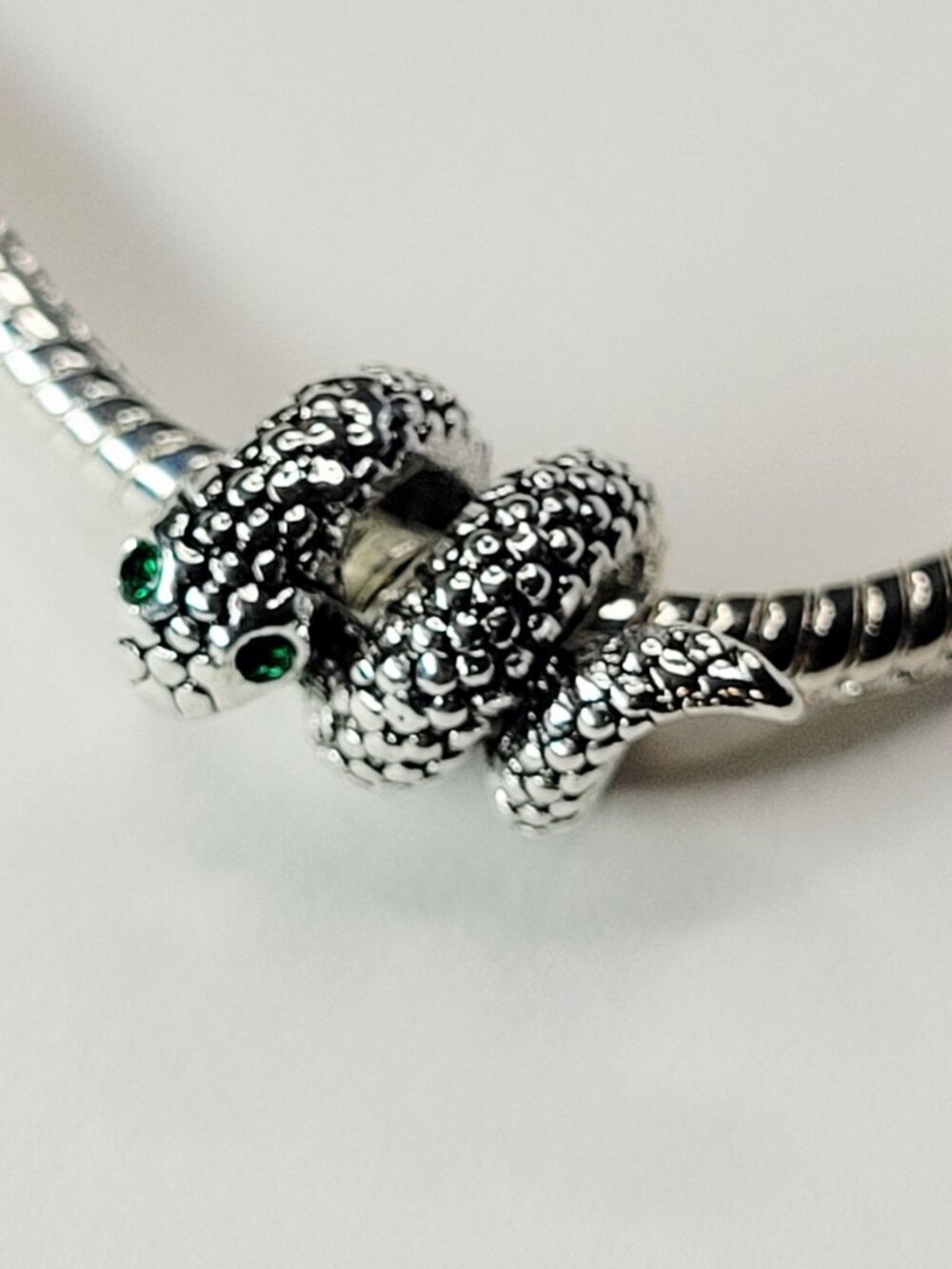 New! For Pandora Troll Charm Bracelet AMAZING Wrap Around Green Eyed Snake Charm